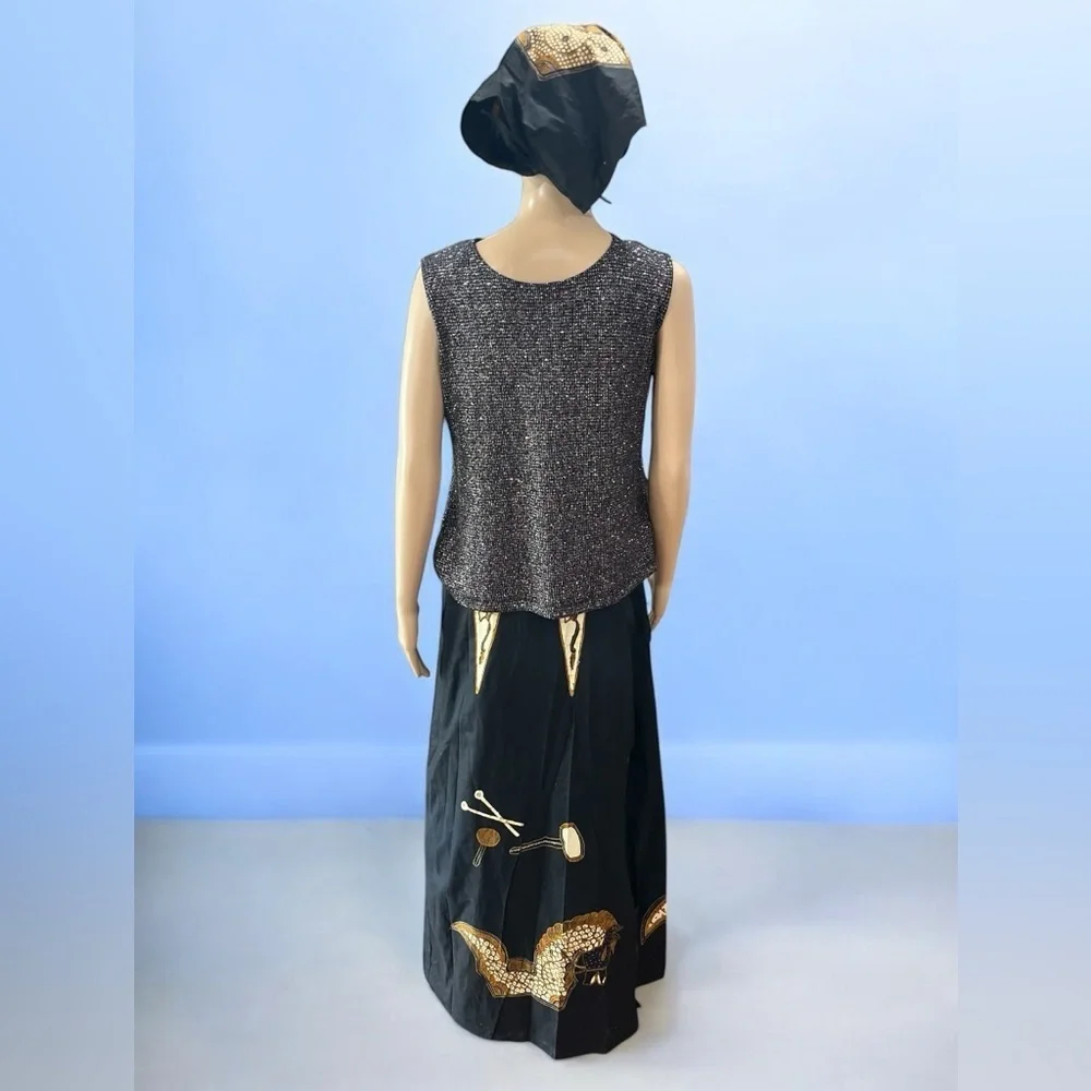 Primissima batik wrap skirt matching scarf vintage
